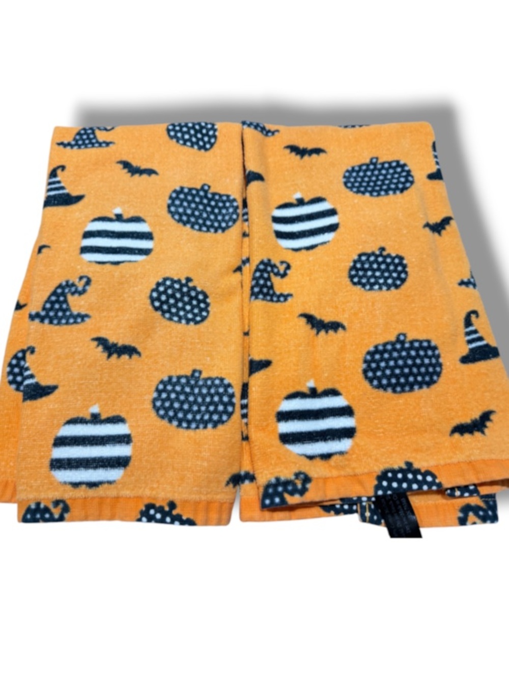 Cynthia Rowley Halloween Orange Pumpkins Bats Witch Hat Kitchen Hand Towels Set